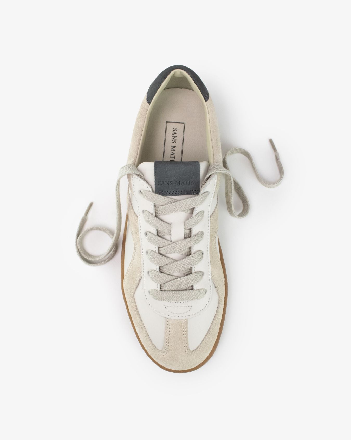 Leto Low Top Sneakers - Stone Leather, Suede & Denim Blue Nubuck Leather