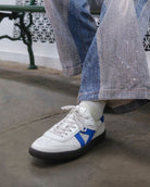 Hera Low Top Sneakers - Patent Stone Leather & Cobalt Blue Suede