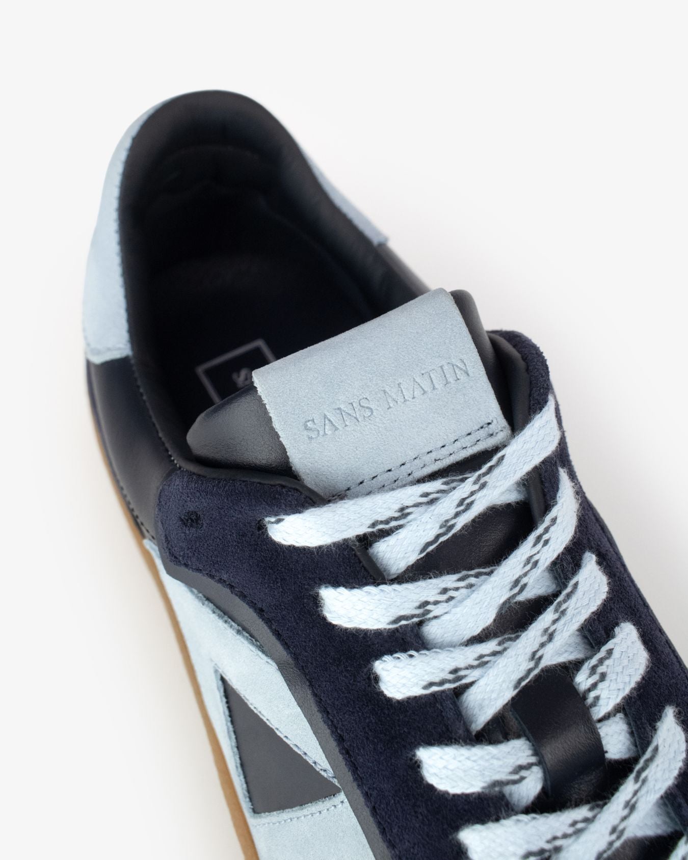 Hera Low Top Sneakers - Navy Blue Leather, Suede & Sky Blue Nubuck Leather
