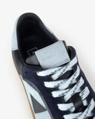 Hera Low Top Sneakers - Navy Blue Leather, Suede & Sky Blue Nubuck Leather
