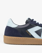 Hera Low Top Sneakers - Navy Blue Leather, Suede & Sky Blue Nubuck Leather