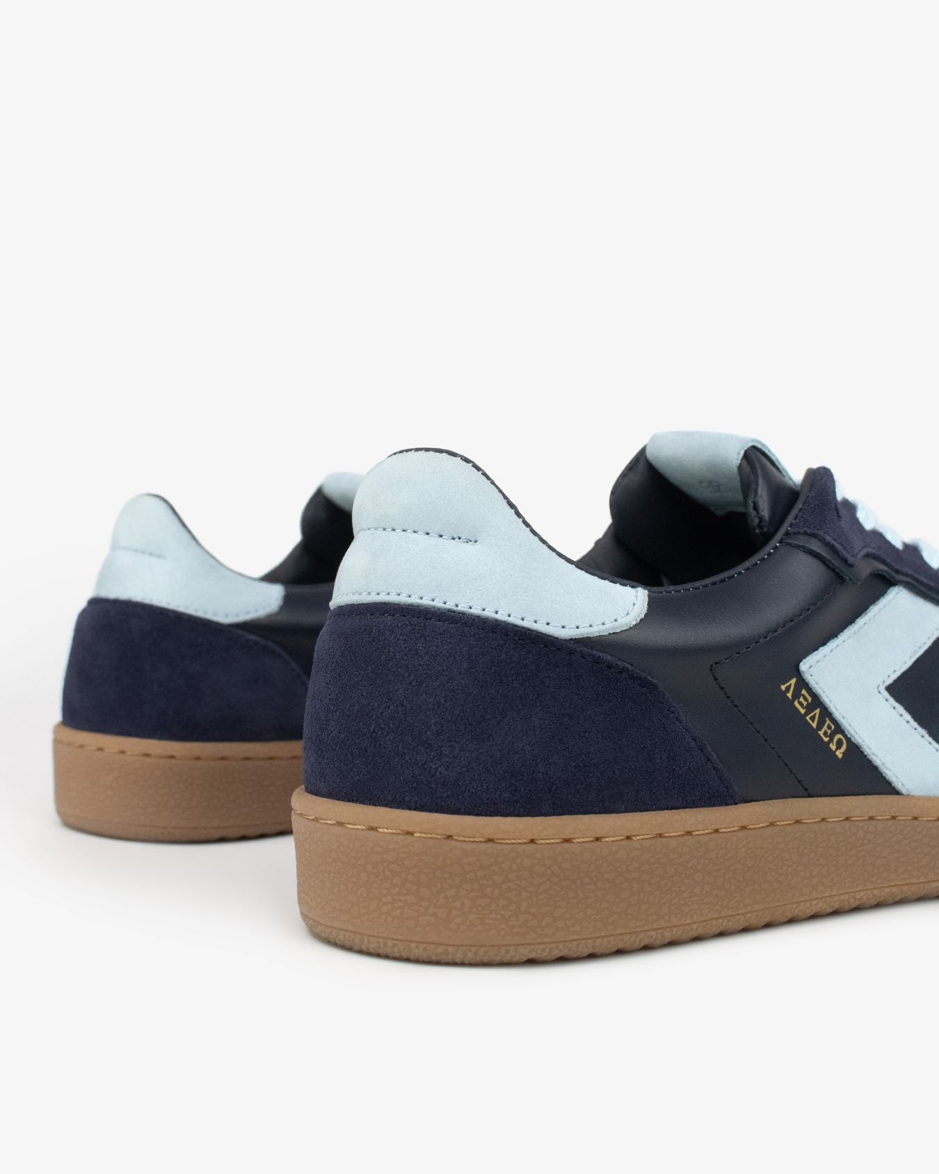 Hera Low Top Sneakers - Navy Blue Leather, Suede & Sky Blue Nubuck Leather