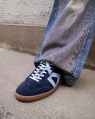 Hera Low Top Sneakers - Navy Blue Leather, Suede & Sky Blue Nubuck Leather