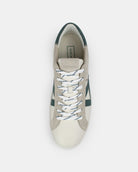 Nyx 01 Low Top Sneakers - Pale Taupe Suede & Teal Green Nubuck Leather