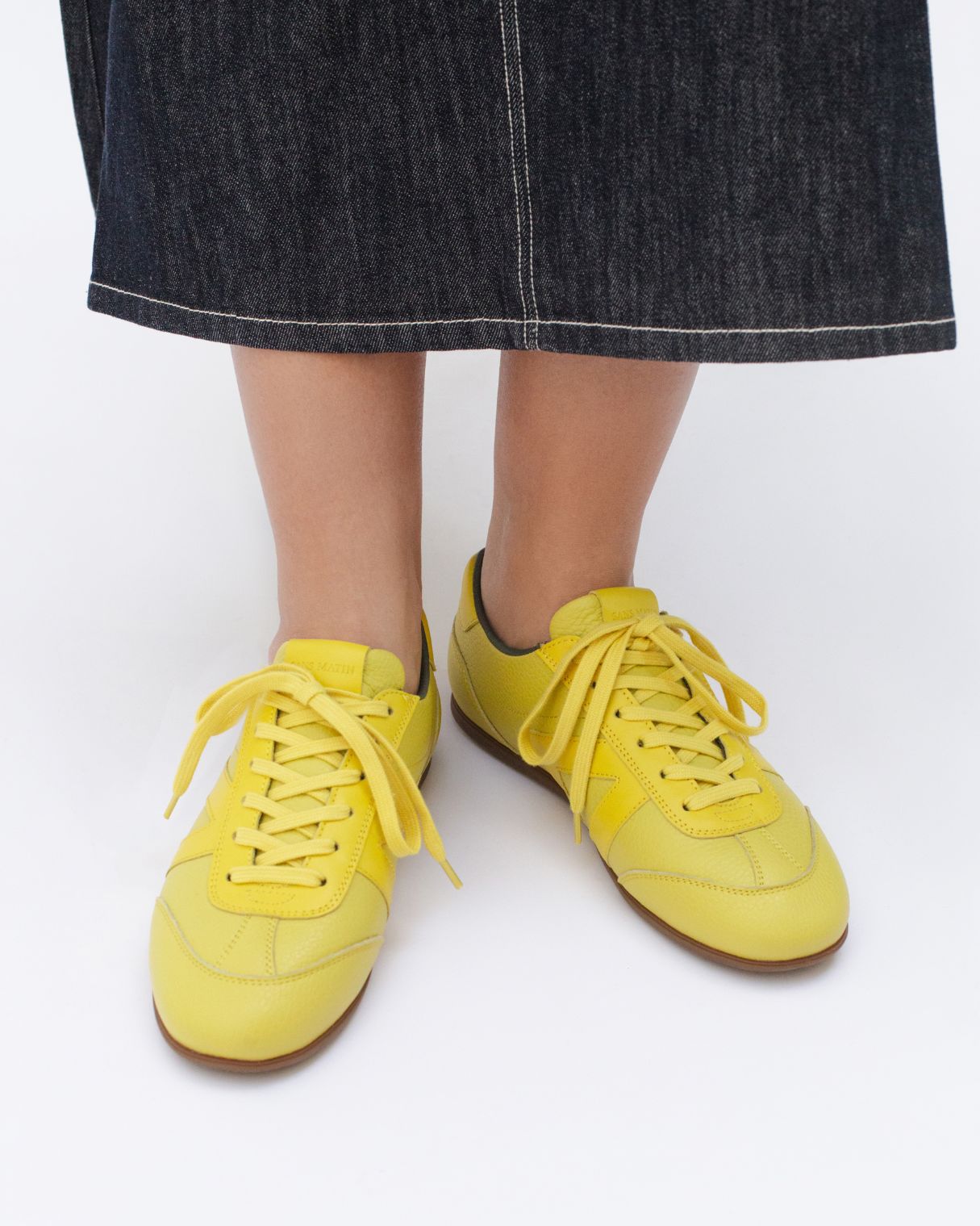Iris Low Top Sneakers - Lemon Yellow Pebbled Leather