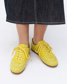 Iris Low Top Sneakers - Lemon Yellow Pebbled Leather
