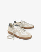 Leto Low Top Sneakers - Stone Leather, Suede & Denim Blue Nubuck Leather