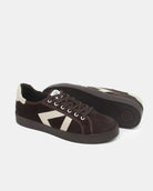 AW25 Limited Edition Helios Low Top Sneakers - Chocolate Corduroy & Stone Pebbled Leather