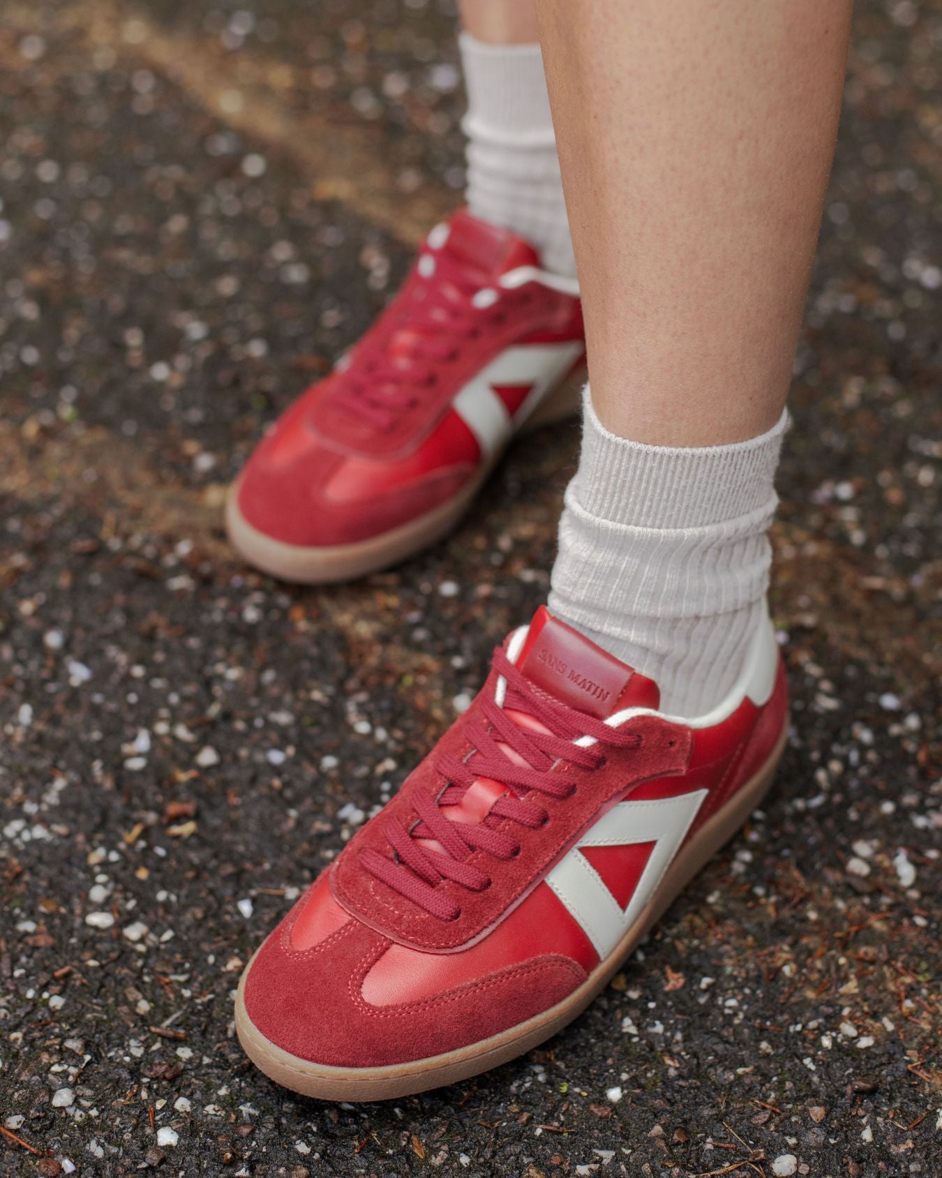 Hera Low Top Sneakers - Scarlet Red Leather & Suede
