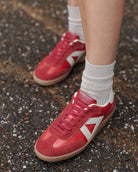 Hera Low Top Sneakers - Scarlet Red Leather & Suede