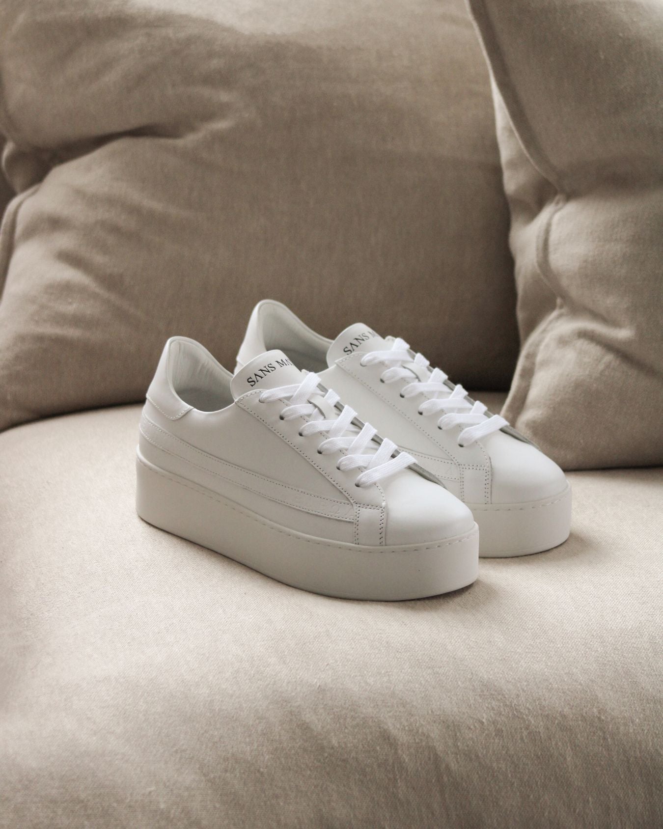 Sans Matin Gaia Women's Platform Sneakers | White Leather