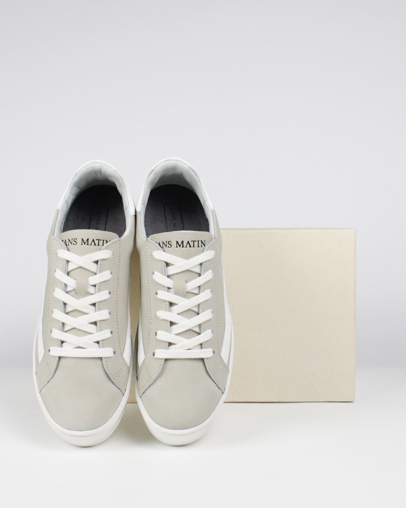 Gaia Platform Sneakers - Pale Taupe Nubuck Leather & White Leather