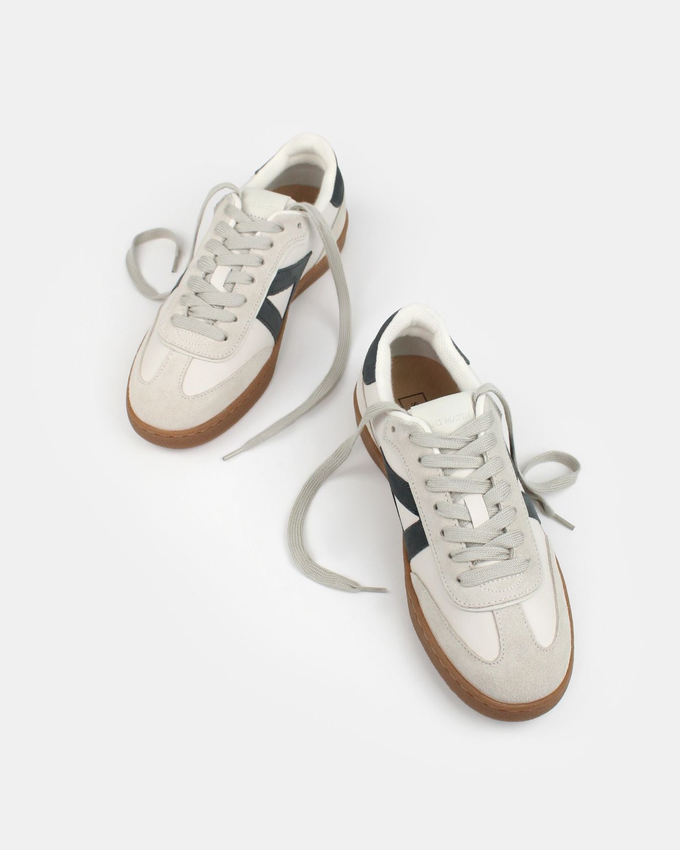 Hera Low Top Sneakers - Stone Leather & Denim Blue Nubuck Leather