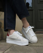 AW25 Limited Edition Gaia Platform Sneakers - Stone, Red & Grey Leather