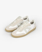 Hera Low Top Trainers - White Leather & Taupe Suede