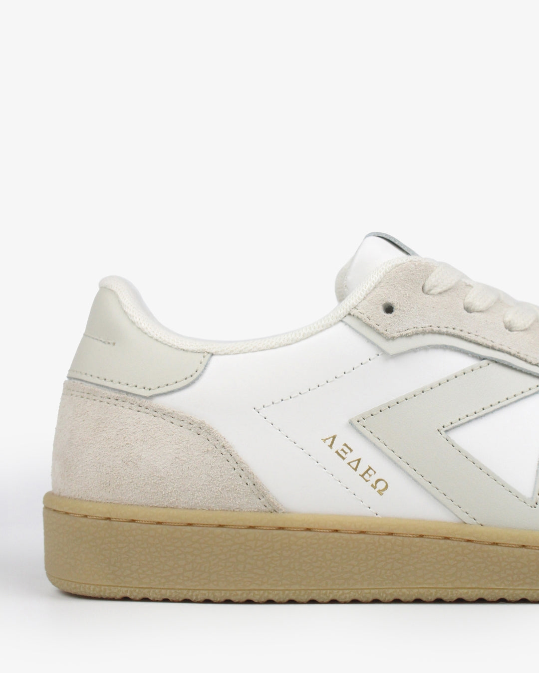 Hera Low Top Trainers - White Leather & Taupe Suede