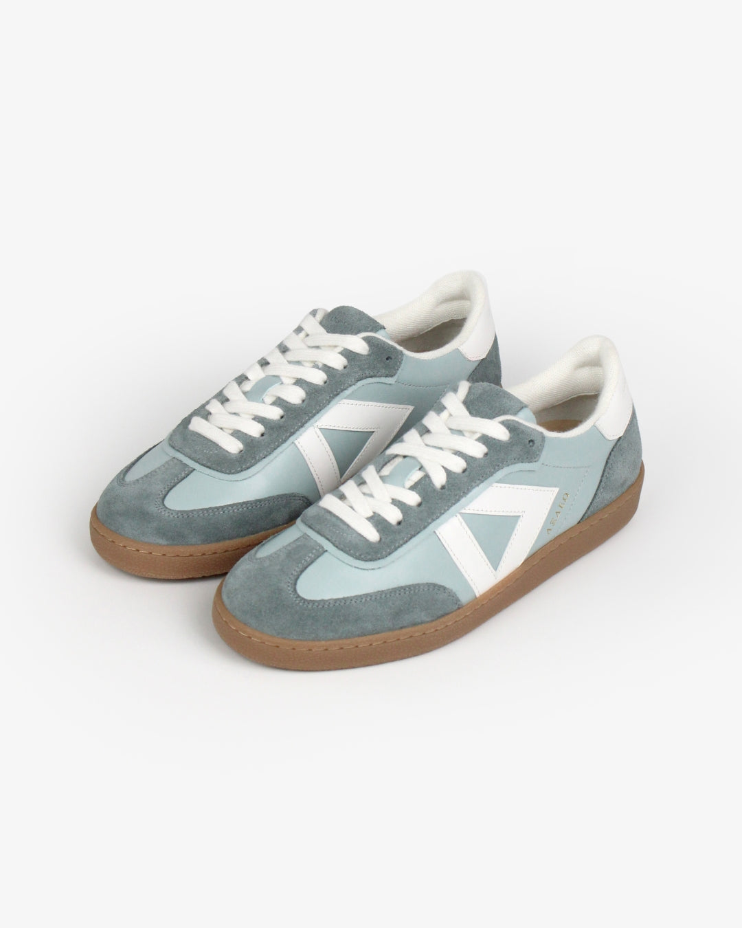 Hera Low Top Trainers - Soft Teal Leather & Denim Blue Suede