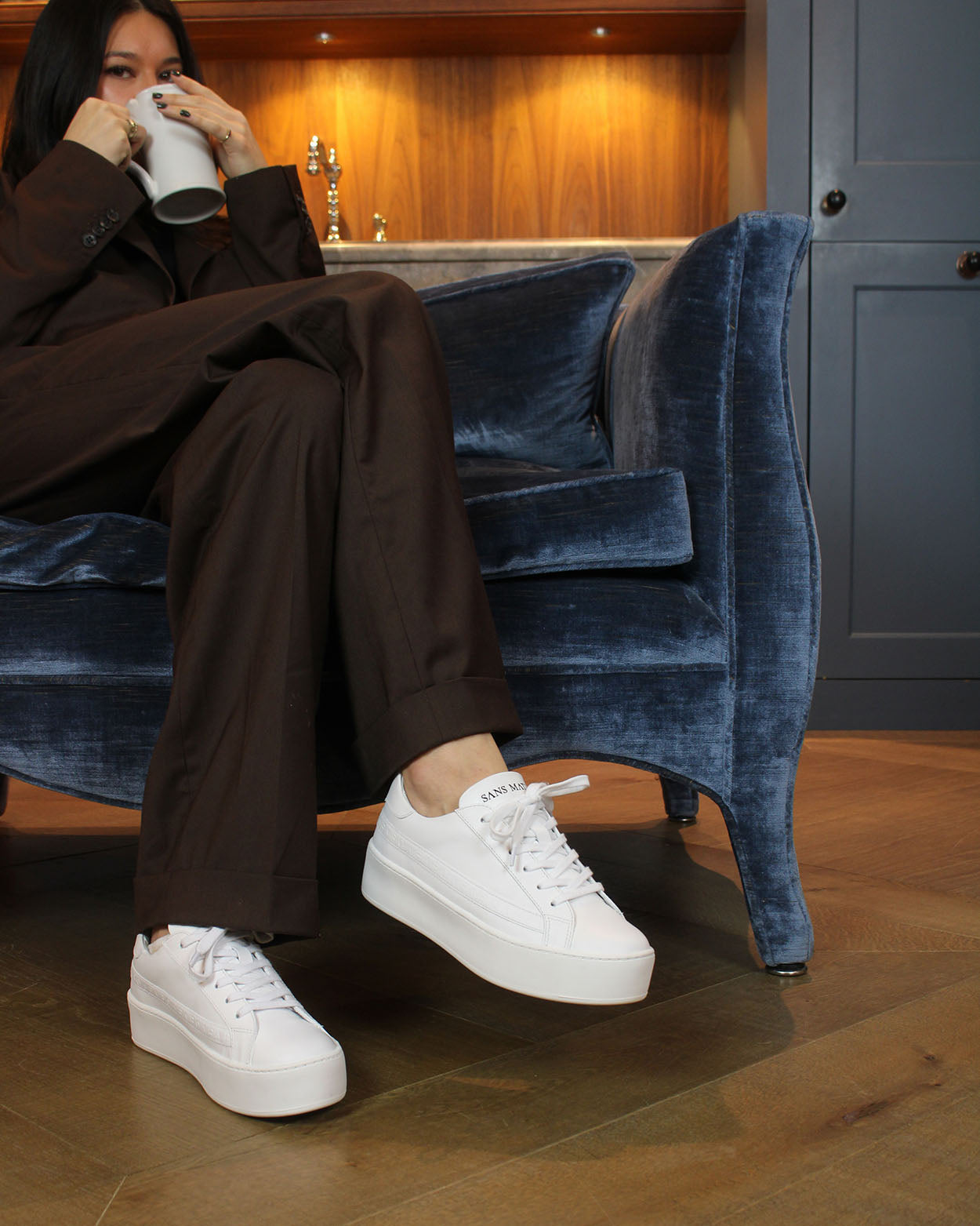 Sans Matin Gaia Women's Platform Sneakers White Leather