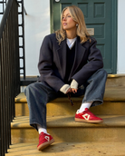 Hera Low Top Sneakers - Scarlet Red Leather & Suede