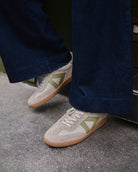 Hera Low Top Sneakers - Sand Leather, Suede & Olive Green Leather