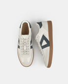 Hera Low Top Sneakers - Stone Leather & Denim Blue Nubuck Leather