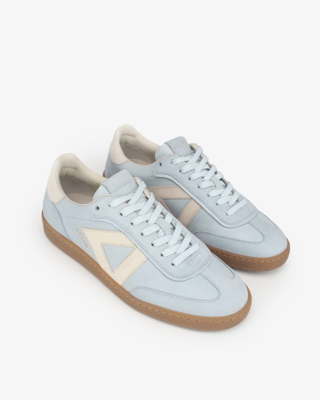 Hera Low Top Sneakers - Sky Blue Leather & Taupe Nubuck Leather