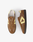Hera Low Top Sneakers - Tan Brown Leather, Suede & Butter Yellow Leather