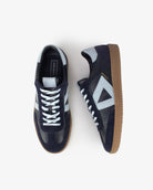 Hera Low Top Sneakers - Navy Blue Leather, Suede & Sky Blue Nubuck Leather