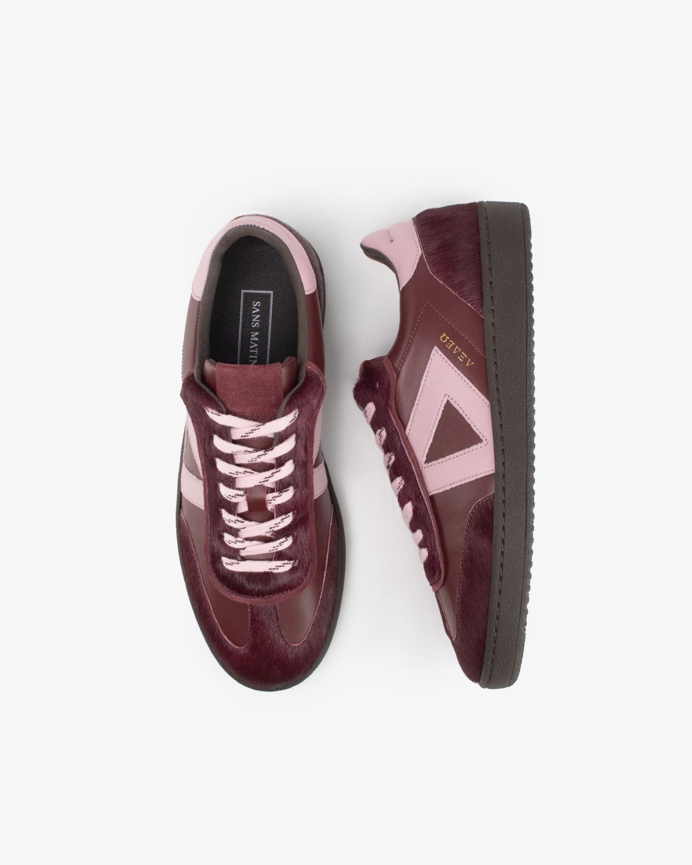 Hera Low Top Sneakers - Cherry Leather, Calf Hair & Blush Pink Leather