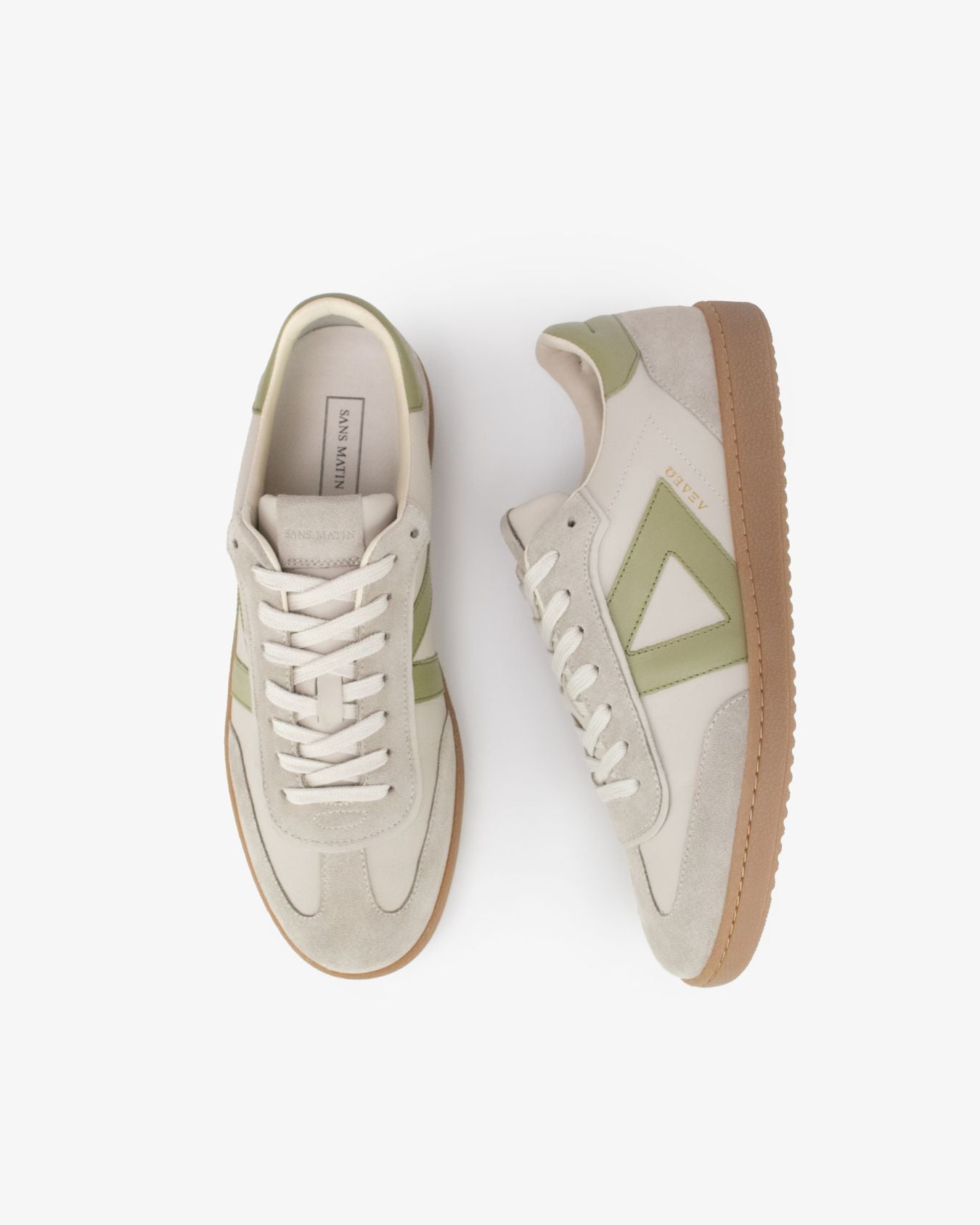 Hera Low Top Sneakers - Sand Leather, Suede & Olive Green Leather