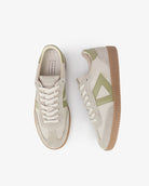Hera Low Top Sneakers - Sand Leather, Suede & Olive Green Leather