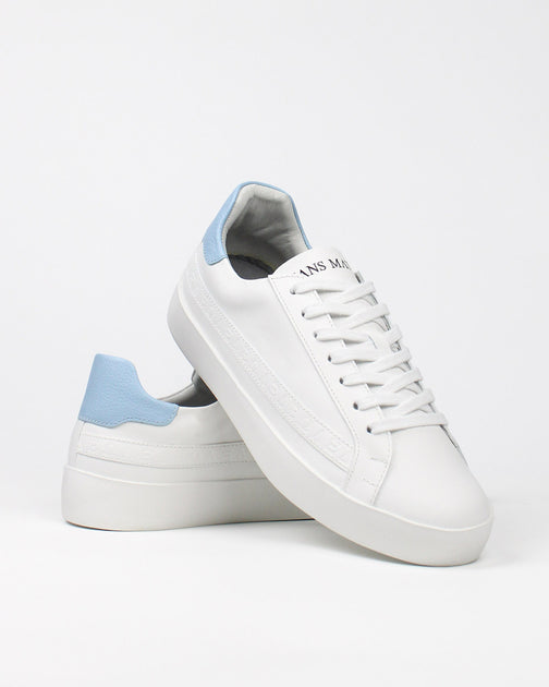 The Savannah | Women's Luxury Leather Sneakers | White & Baby Blue ...