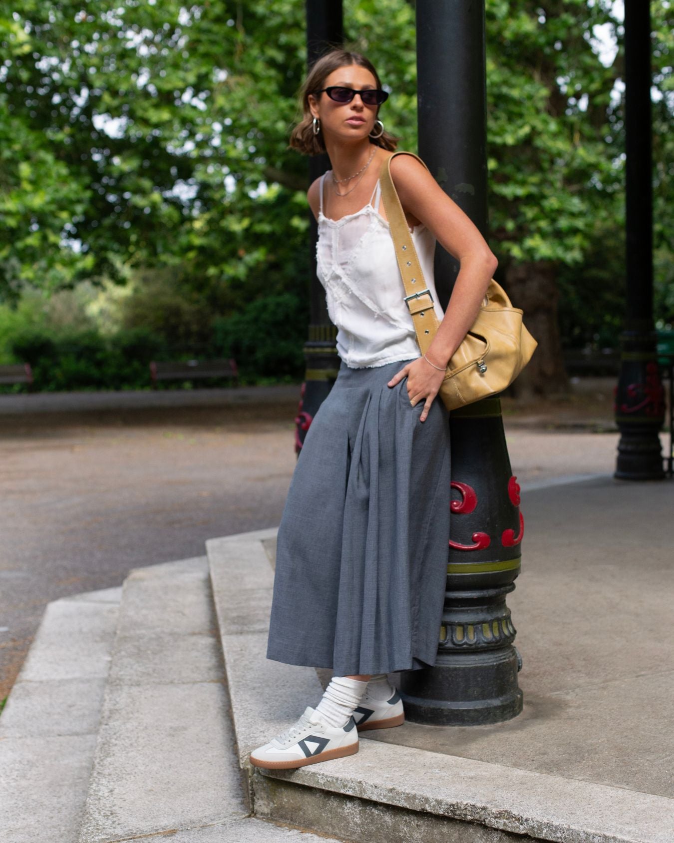 Hera Low Top Sneakers - Stone Leather & Denim Blue Nubuck Leather