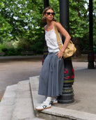 Hera Low Top Sneakers - Stone Leather & Denim Blue Nubuck Leather