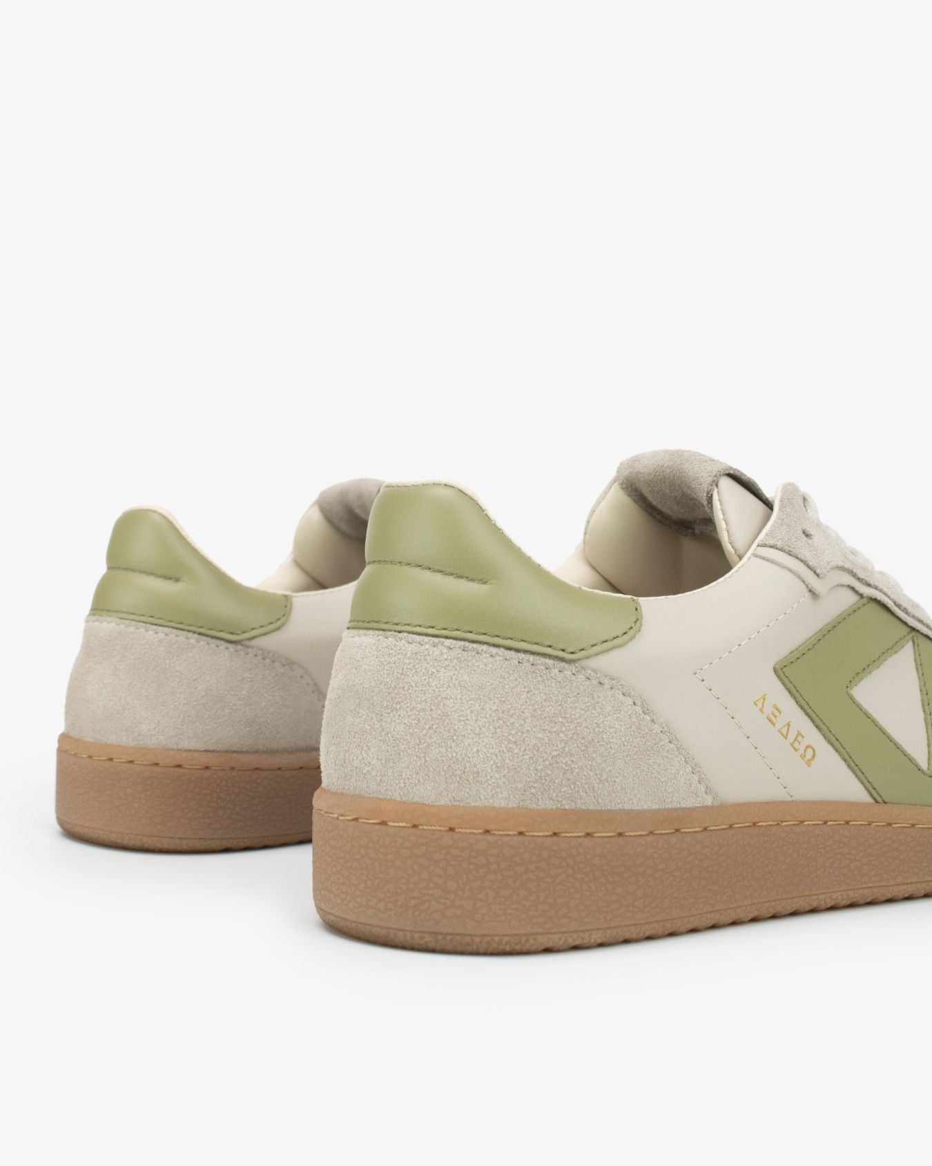 Hera Low Top Sneakers - Sand Leather, Suede & Olive Green Leather