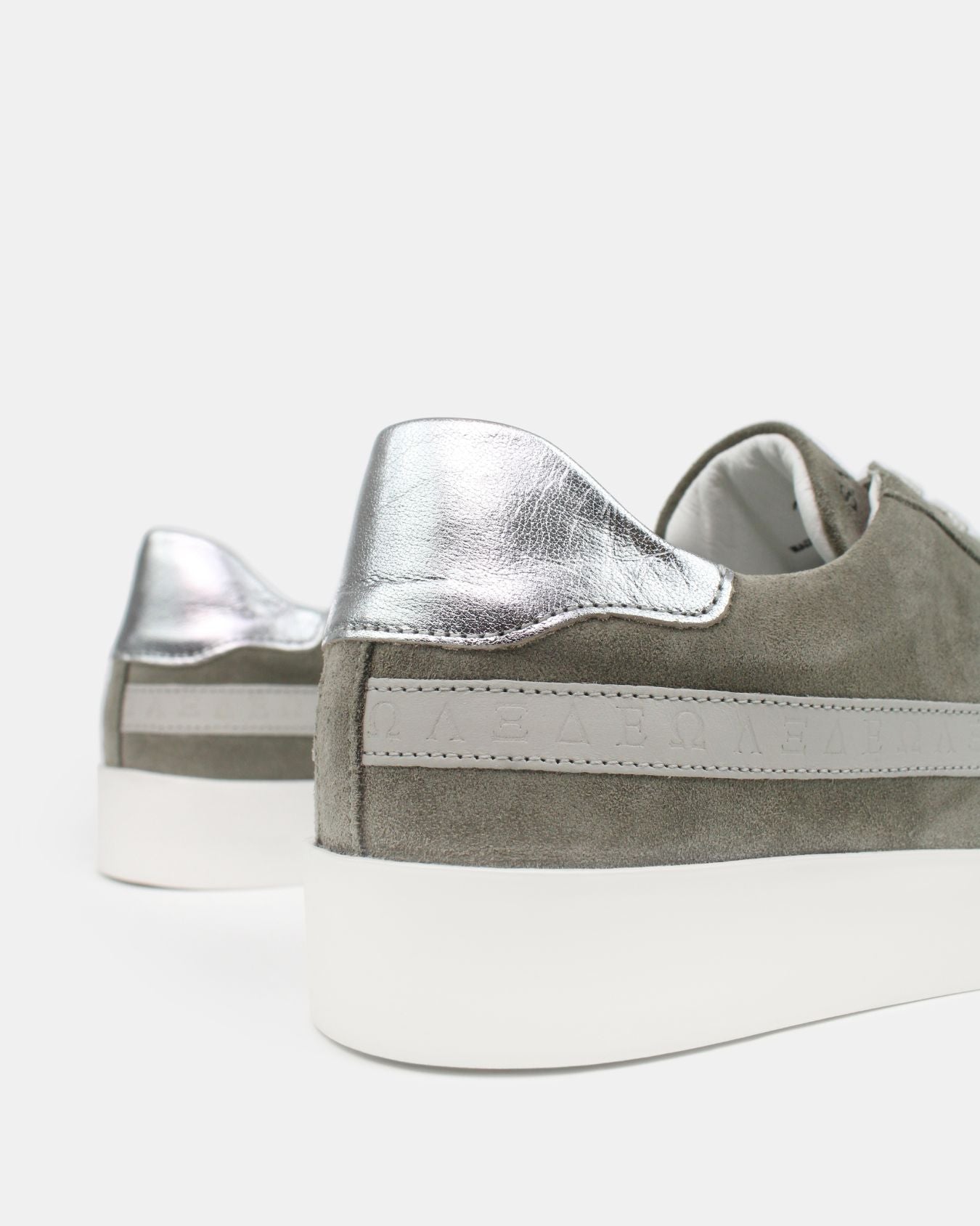 AW25 Limited Edition Olympus Low Top Sneakers - Olive Green Suede & Silver Leather
