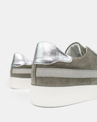 AW25 Limited Edition Olympus Low Top Sneakers - Olive Green Suede & Silver Leather