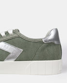 AW25 Limited Edition Helios Low Top Sneakers - Khaki Green Canvas & Silver Leather