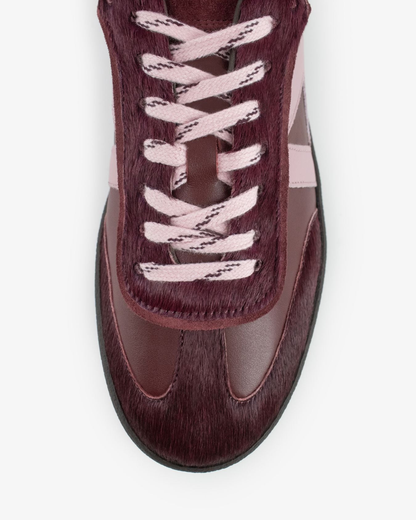 Hera Low Top Sneakers - Cherry Leather, Calf Hair & Blush Pink Leather