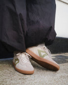 Hera Low Top Sneakers - Sand Leather, Suede & Olive Green Leather