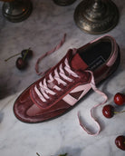 Hera Low Top Sneakers - Cherry Leather, Calf Hair & Blush Pink Leather