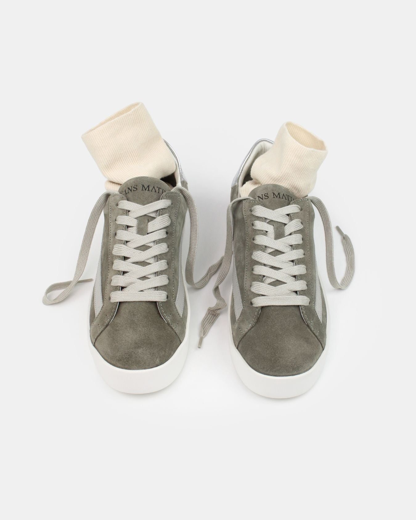 AW25 Limited Edition Olympus Low Top Sneakers - Olive Green Suede & Silver Leather