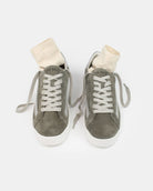 AW25 Limited Edition Olympus Low Top Sneakers - Olive Green Suede & Silver Leather