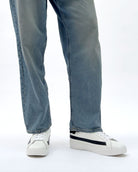 Olympus Low Top Sneakers - White Leather & Black Nubuck Leather