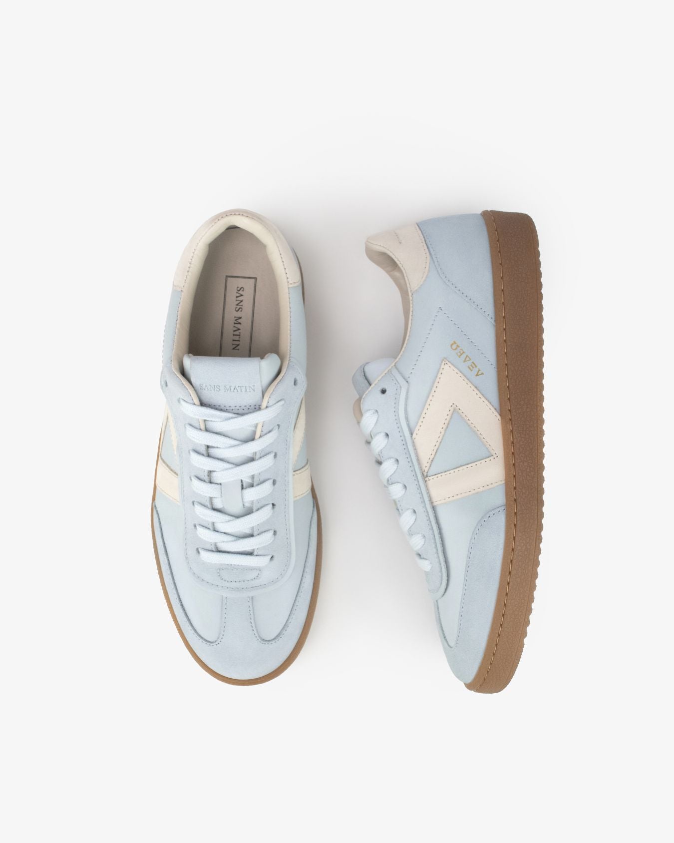 Hera Low Top Sneakers - Sky Blue Leather & Taupe Nubuck Leather